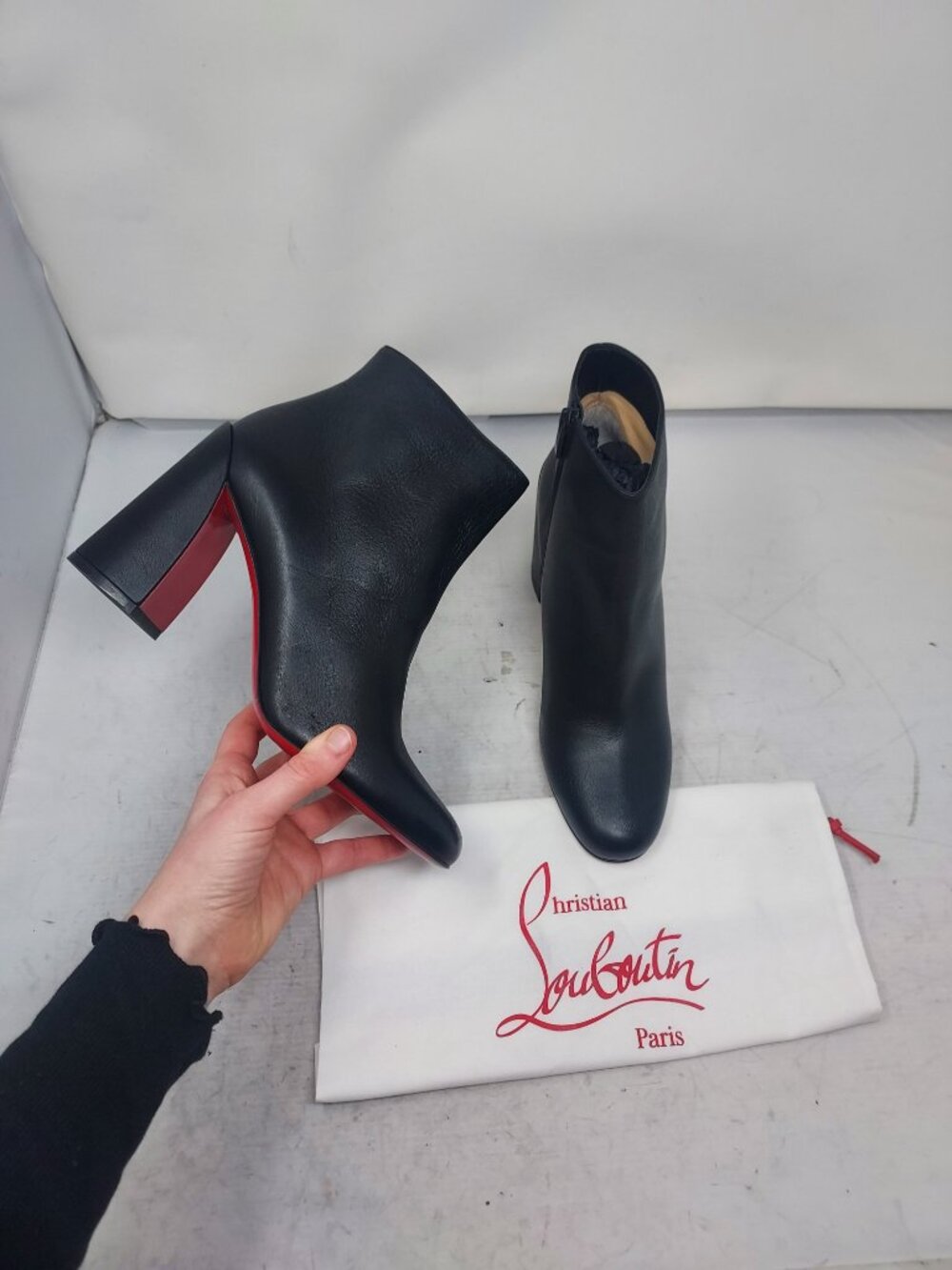 Christian Louboutin Black Turela Leather Ankle Boot